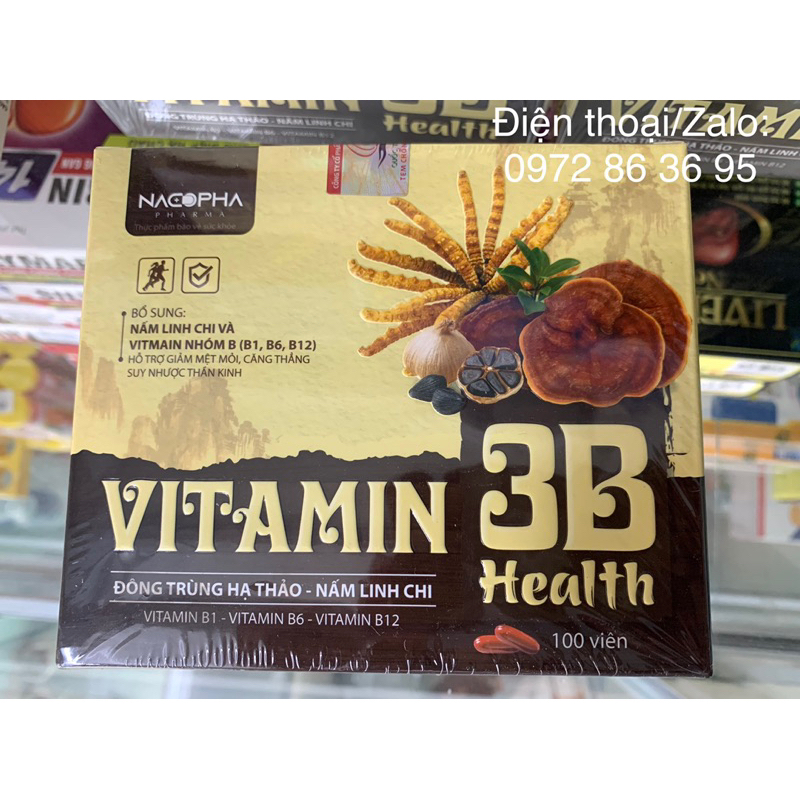 VITAMIN 3B ( B1-B6-B12 ) Đông trùng hạ thảo-Nấm linh chi ( hộp 100 viên )