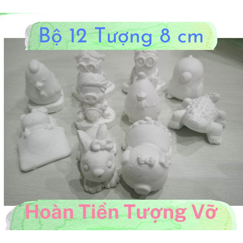 12 Tượng 8cm KHÔNG MÀU CỌ KHAY
