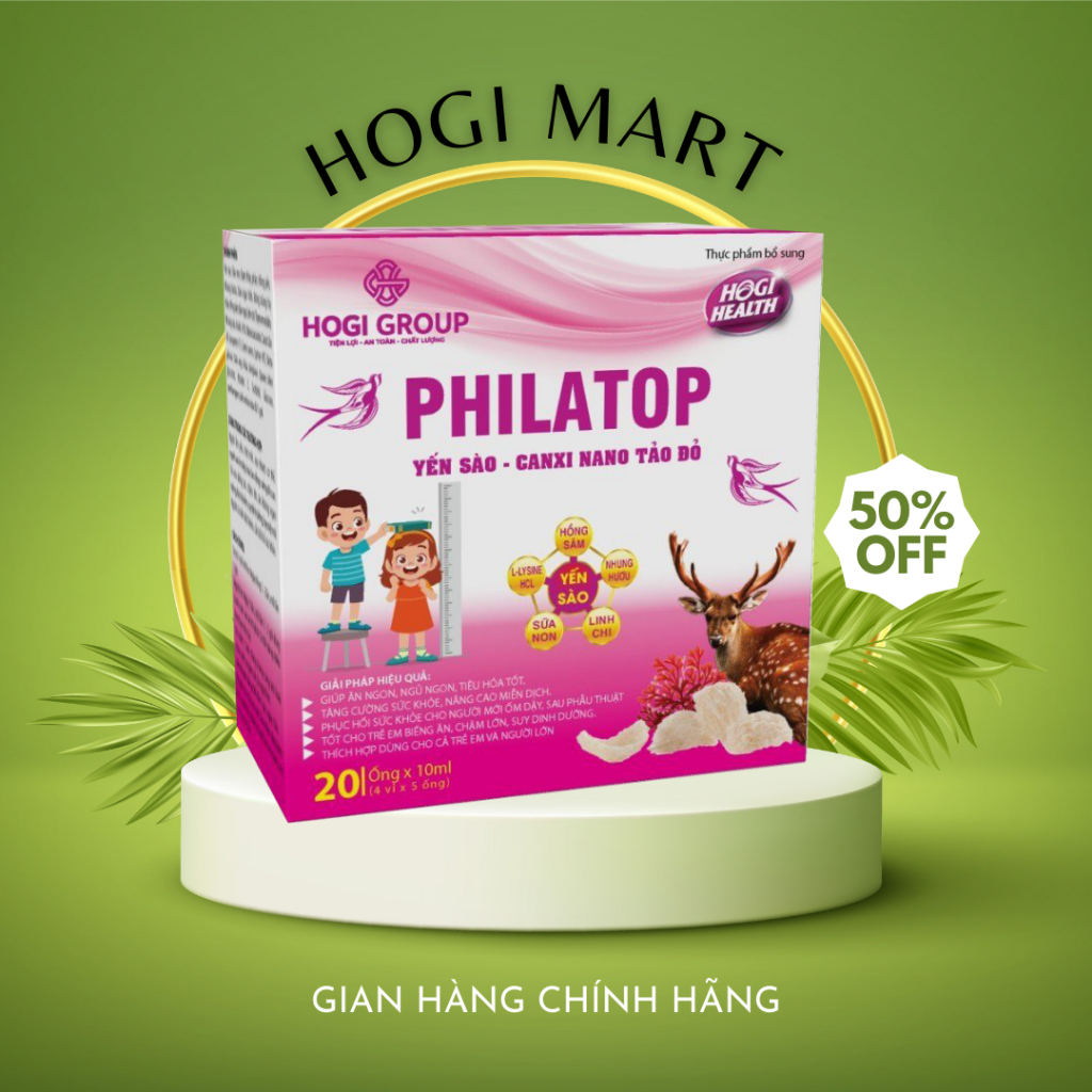 Philatop yến sào,canxi nano tảo đỏ HOGI PLUS tăng sức đề kháng,chiều cao,giúp ăn ngon miệng,hết ốm vặt