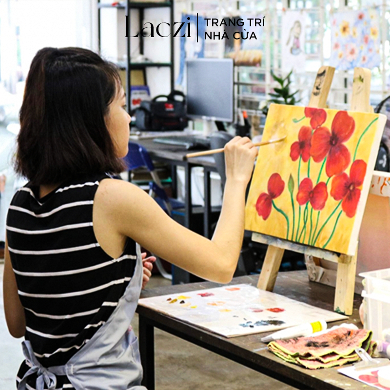 Toan Vẽ Tranh Sơn Dầu Vải Canvas Nhập Khẩu Cao Cấp Kèm Móc Và Đinh Treo Laczi - TV01