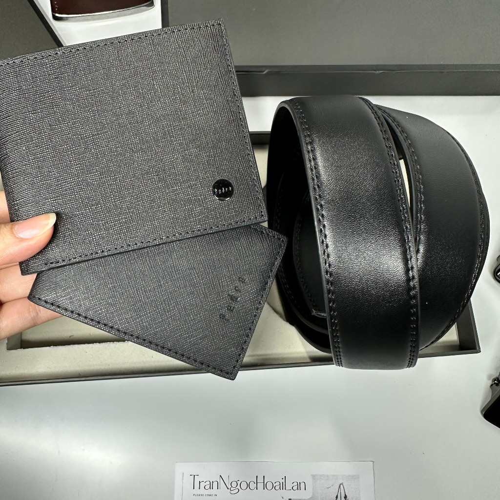 Set ví nịt nam PEDR0 full box, túi giấy tuồn kho