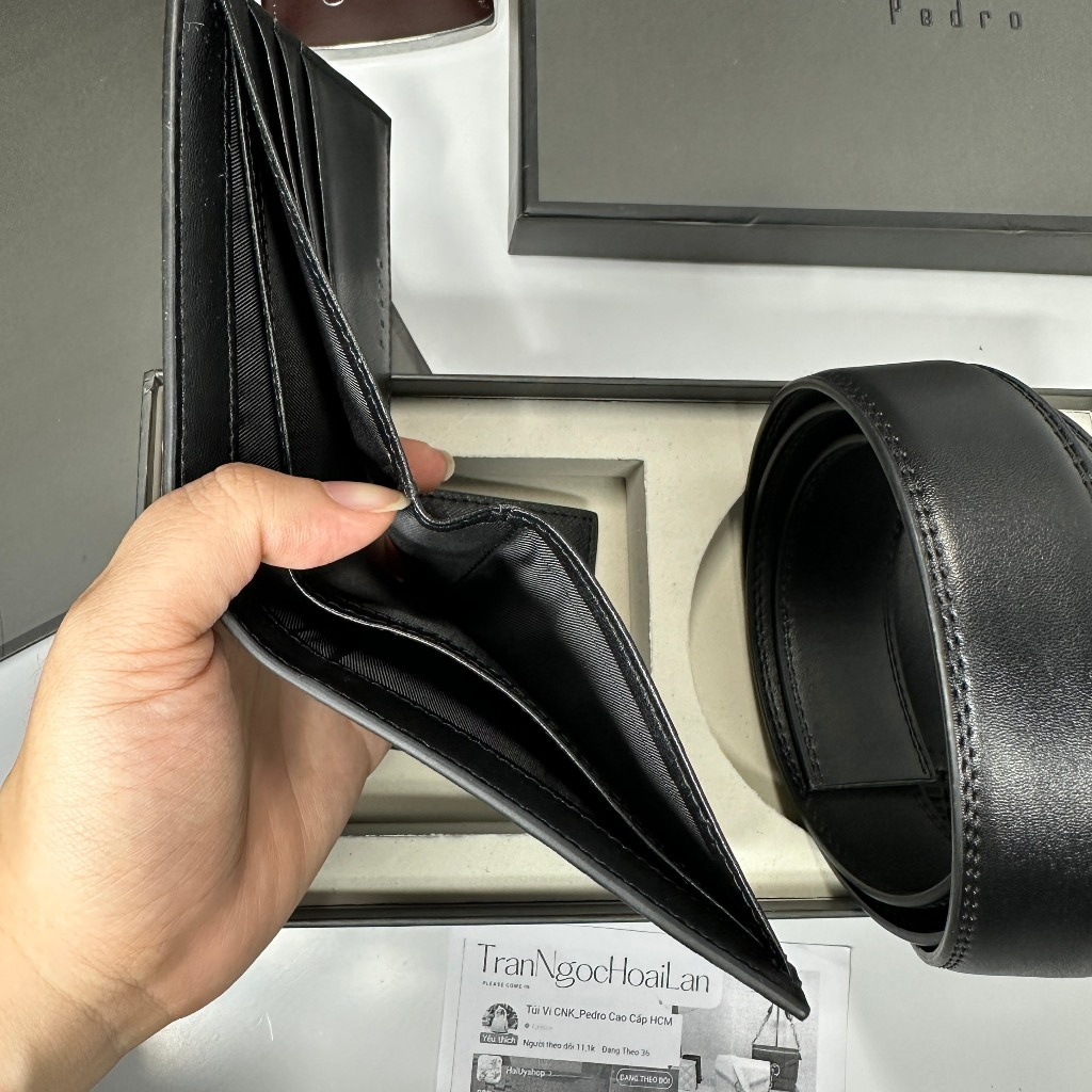 Set ví nịt nam PEDR0 full box, túi giấy tuồn kho
