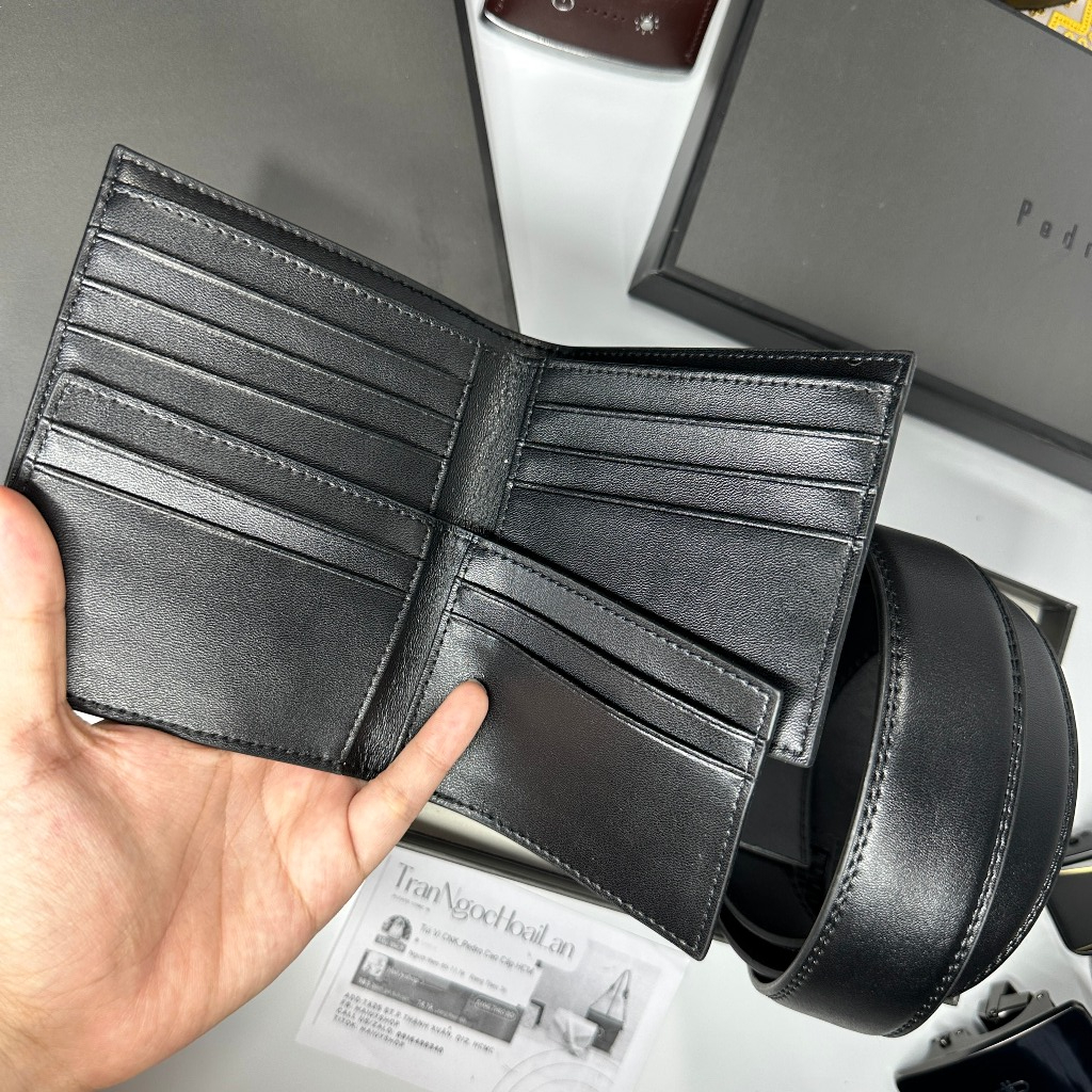Set ví nịt nam PEDR0 full box, túi giấy tuồn kho