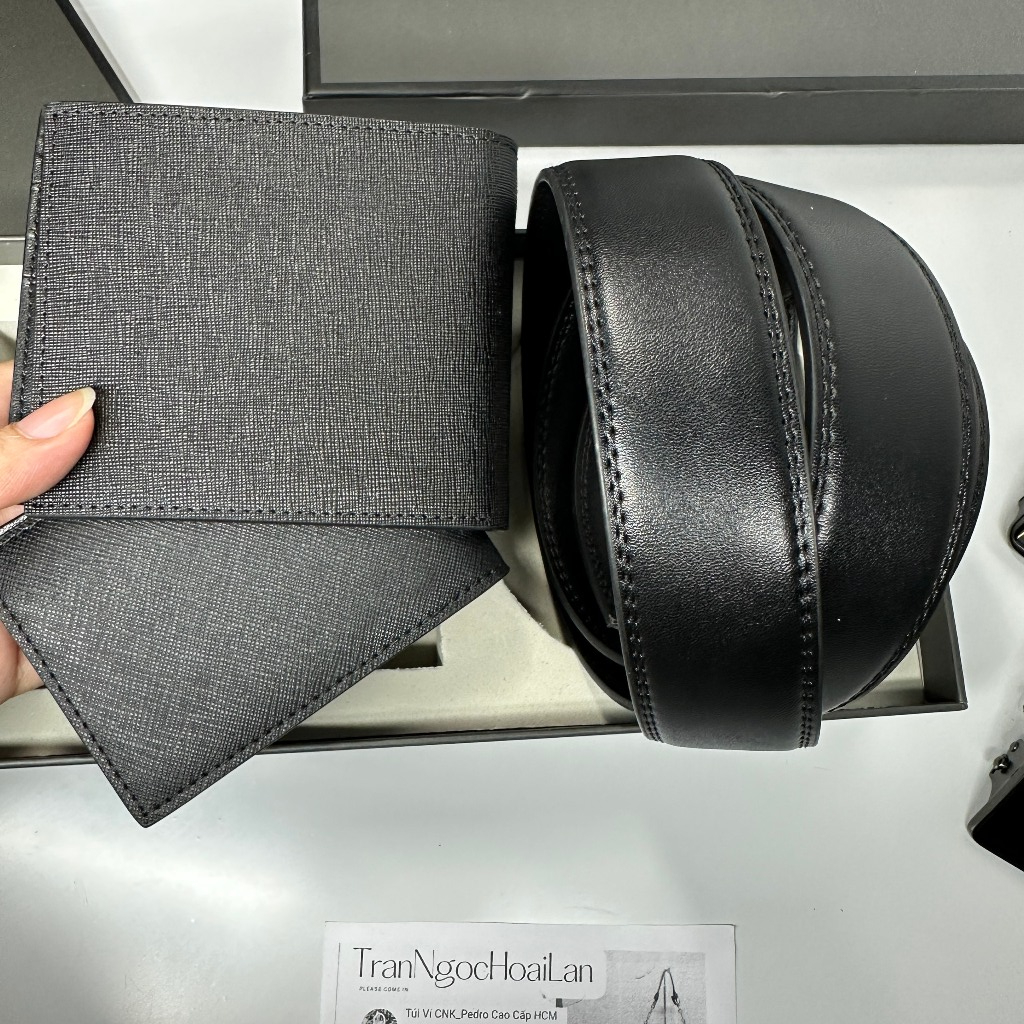 Set ví nịt nam PEDR0 full box, túi giấy tuồn kho