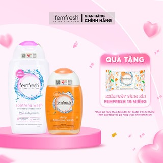  2 Dung Dịch Vệ Sinh Phụ Nữ Chăm Sóc Vùng Kín Femfresh Soothing Wash 250ml & Femfresh Daily Intimate Wash 150ml