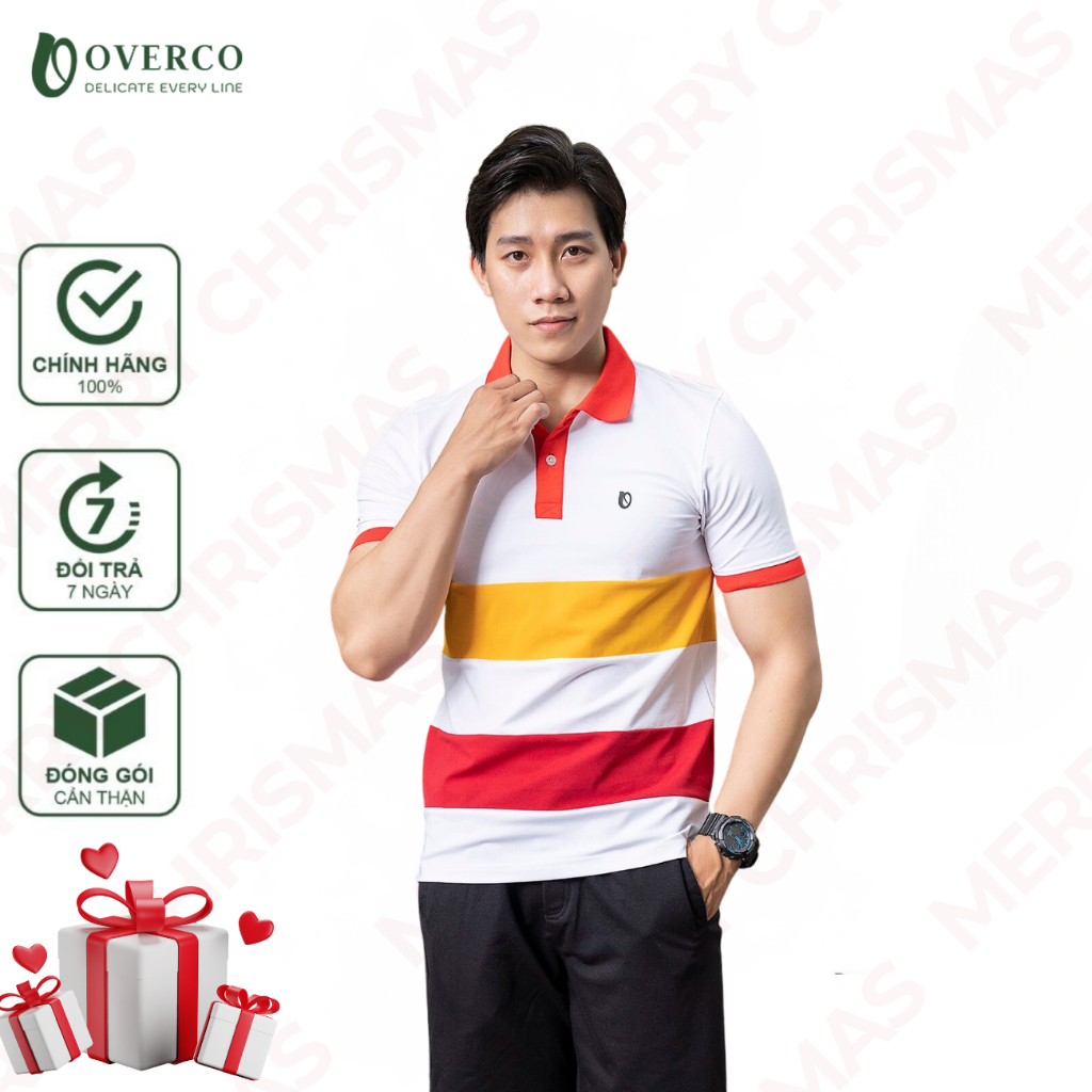 Áo Polo Nam Sọc Ngang Action OVERCO Cao Cấp Chất Vải Cotton USA Mềm Mịn Thoáng Mát