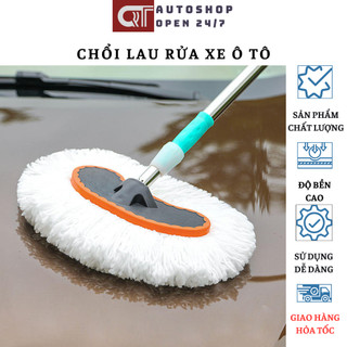 Chổi Rửa Xe Ô Tô Cán Dài Có Thể Kéo Dài Sợi Lau Bông Mềm Chổi Dài QT Auto247