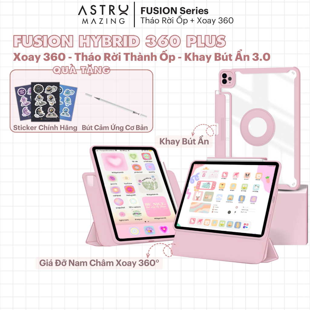 [Fusion Plus] Bao da Xoay 360 & Tháo Rời Ốp AstroMazing có nam châm tháo rời xoay dọc ngang cho iPad Pro 11 12.9 Air