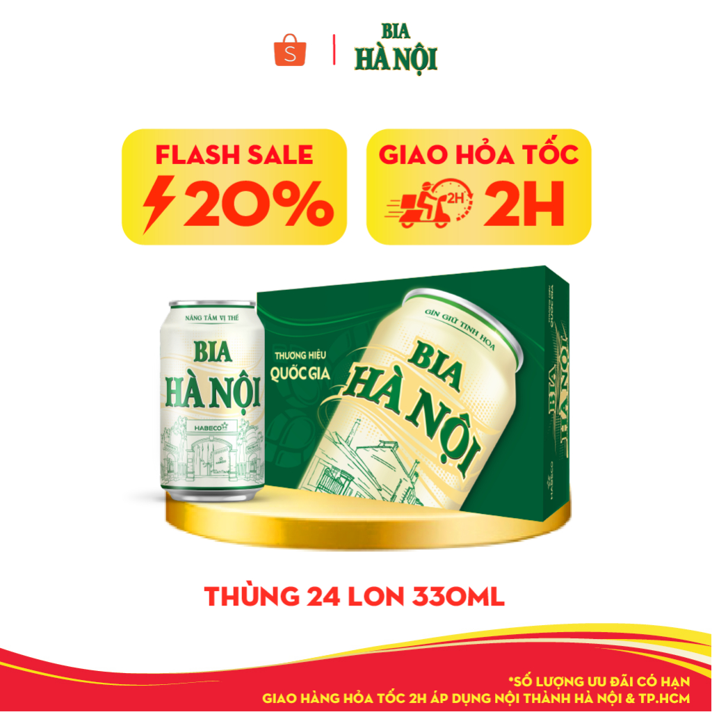 Thùng 24 lon Bia Hà Nội Nhãn Xanh - HABECO (330ml/lon)