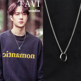 Dây Chuyền Thép Titan Phối Nhẫn Nhẫn Trơn Phong Cách Hip Hop Cho Nam Và Nữ Tavi Studio - Vòng Cổ R