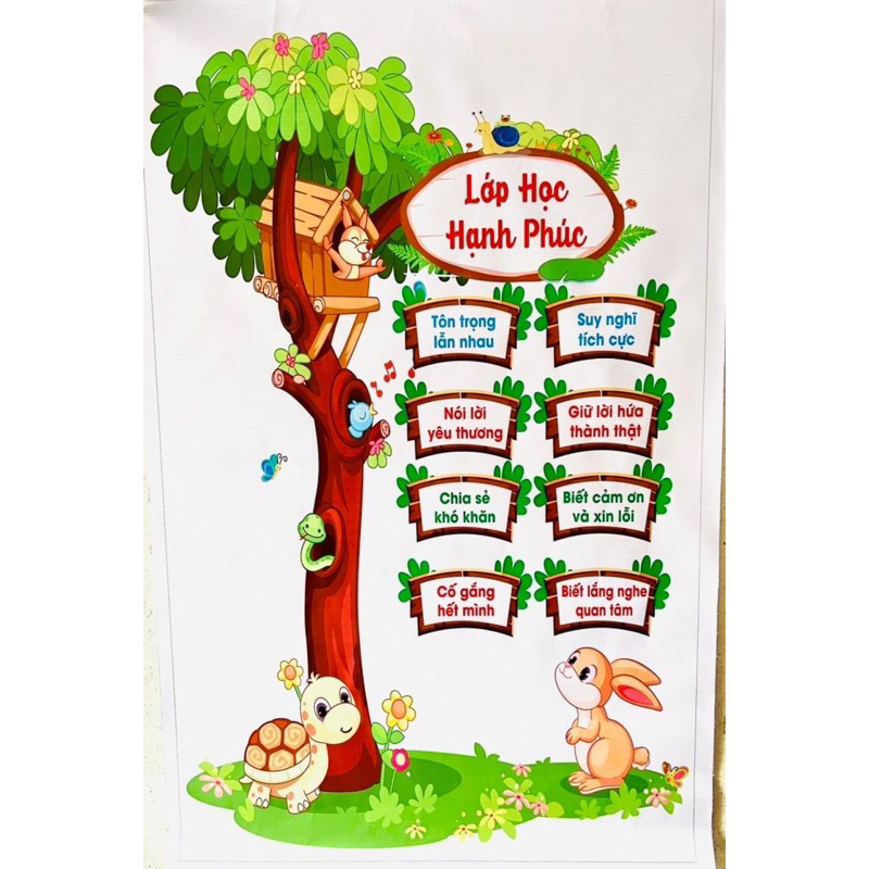 BẠT TRANG TRÍ lớp học hạnh phúc ( rùa thỏ)