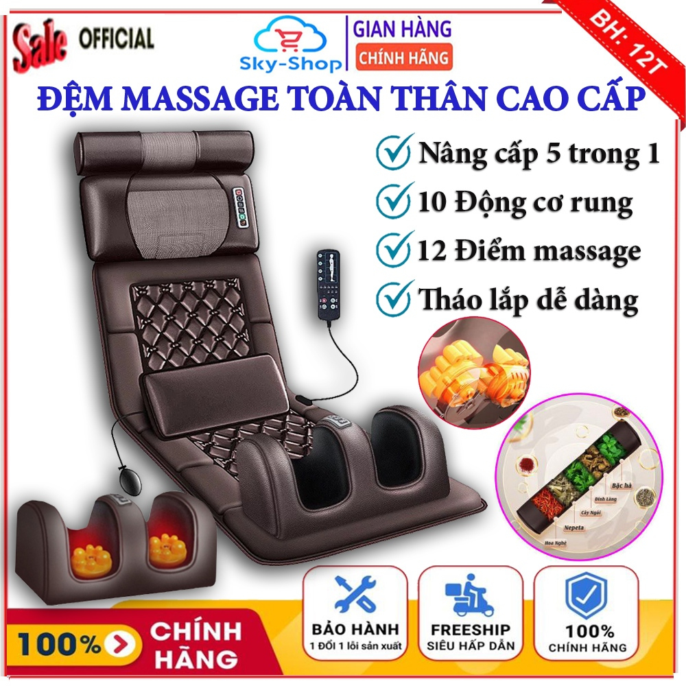 Đệm massage toàn thân, Thảm massage đa năng cao cấp giúp giảm đau mỏi phục hồi sức khỏe, Máy massage toàn thân vai gáy