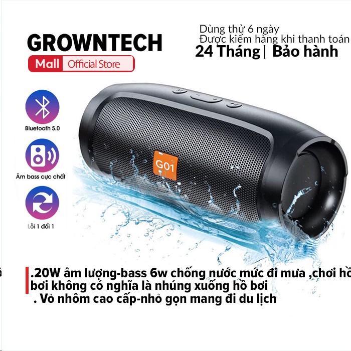 Loa Bluetooth G01 Charge Mini 3, 10W chống nước vỏ nhôm cao cấp hàng chính hãng