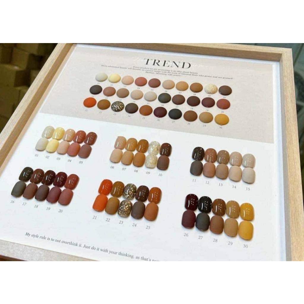 Set sơn gel TREND 30 màu tone nâu chính hãng set sơn gel 30 màu chất sơn đặc mướt hot hit tặng kèm bảng màu hachinail