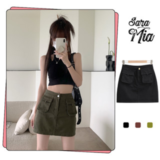 [XẢ KHO] Chân váy kaki ngắn chữ A lưng cao túi hộp có quần trong SARAMIA phong cách y2k A7