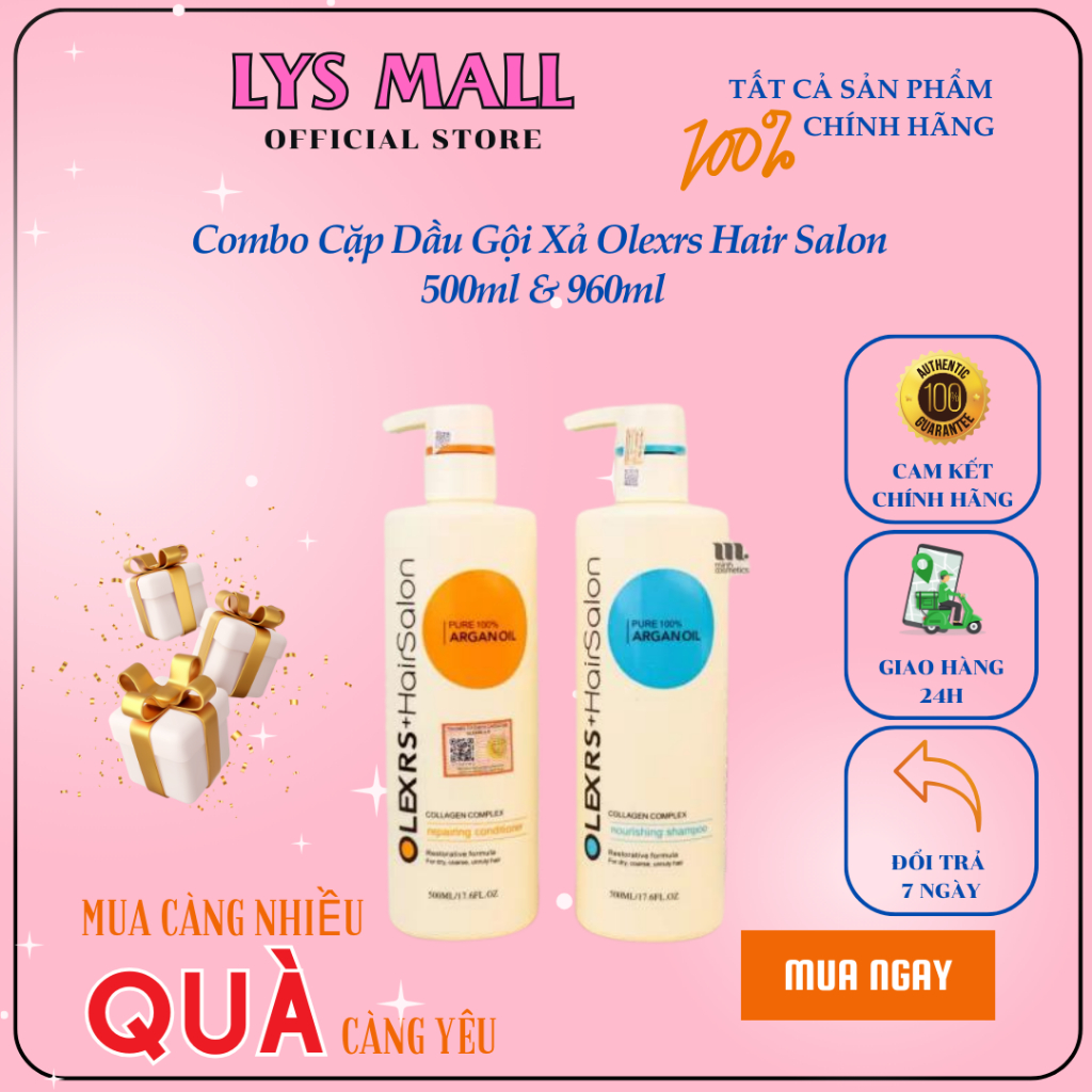 [Lys Mall] [Chính Hãng] Cặp Dầu Gội Xả Olexrs Hair Salon 500Ml - 960Ml Cho Tóc Khô Xơ Hư Tổn Tóc Gàu Ngăn Rụng Tóc