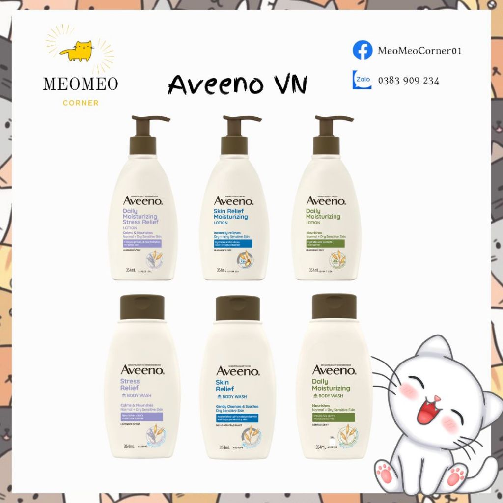 Sữa dưỡng thể / Sữa tắm Aveeno hàng ngày cho da thường / da khô / giảm căng thẳng