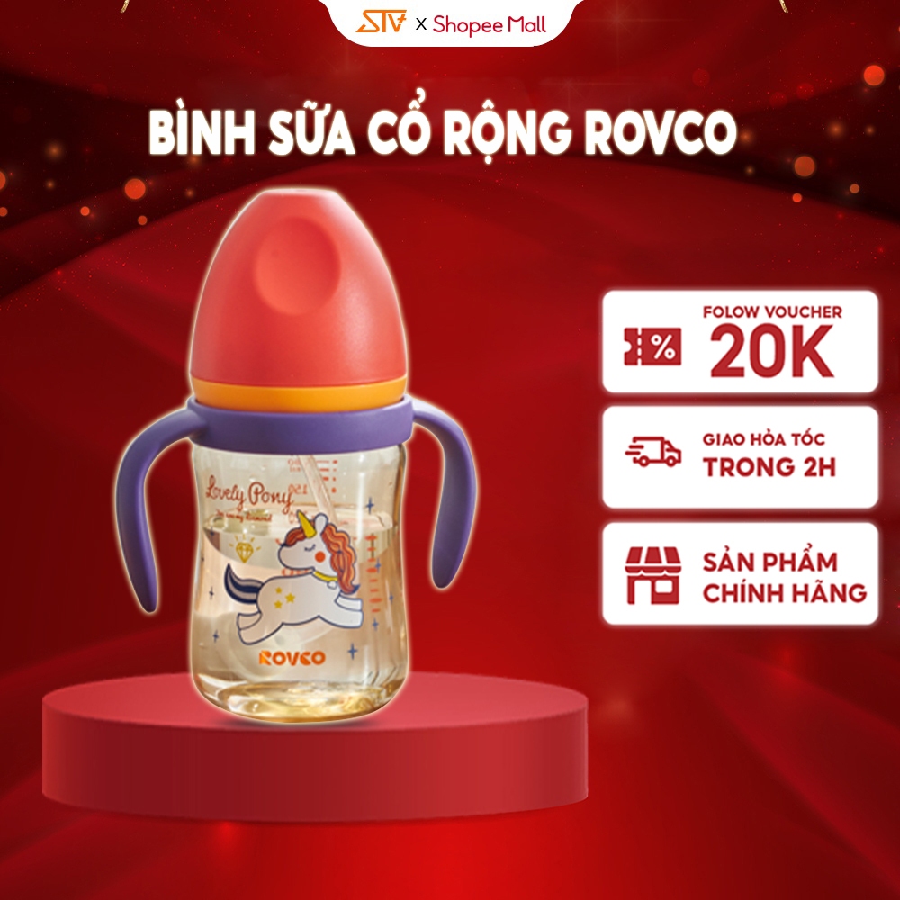 Bình Uống Sữa ROVCO RK-3167 Cổ Rộng Chống Sặc 180mL