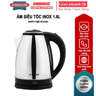 Ấm siêu tốc inox 1l8 sunhouse happytime htd1081