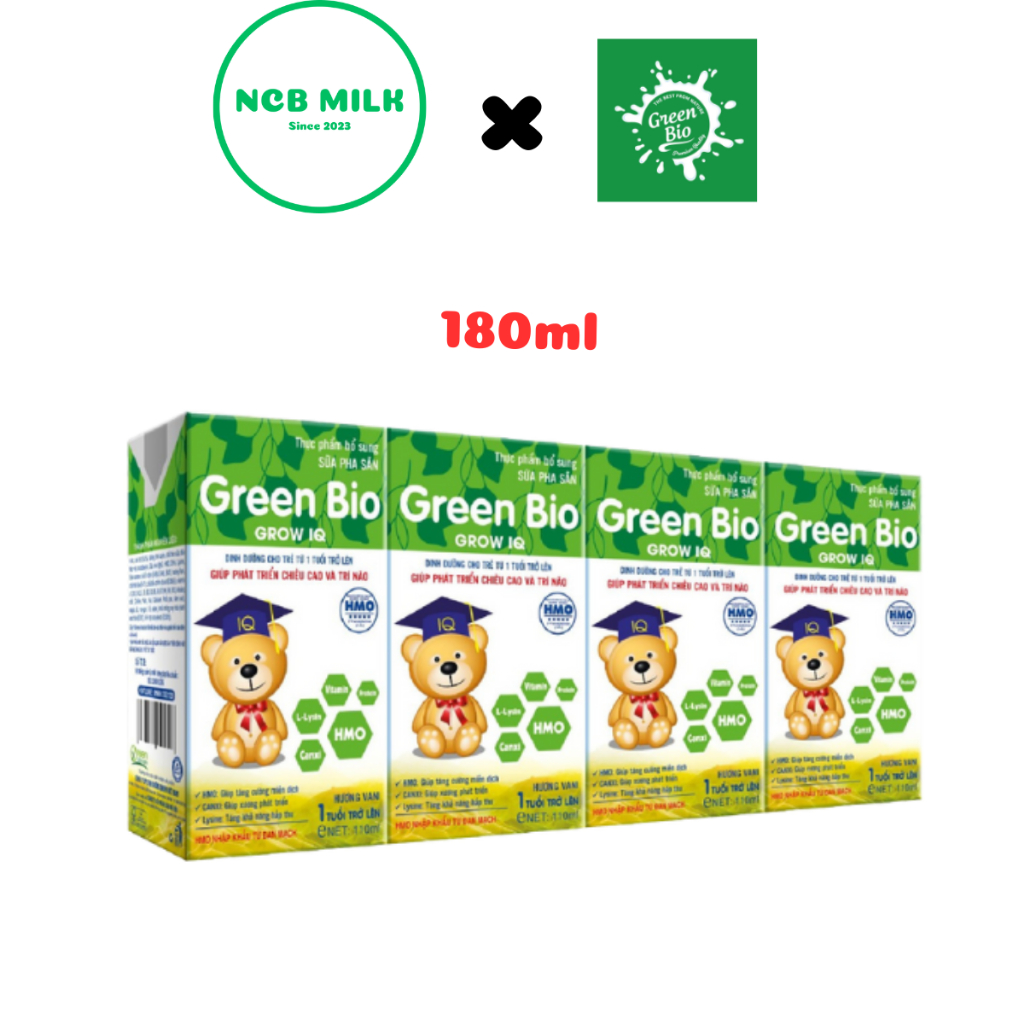 Sữa pha sẵn Green Bio Grow IQ 180ml - Thùng 48 hộp