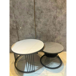 Bàn trà tròn đôi mặt đá ceramic chống ố- bàn trà sofa