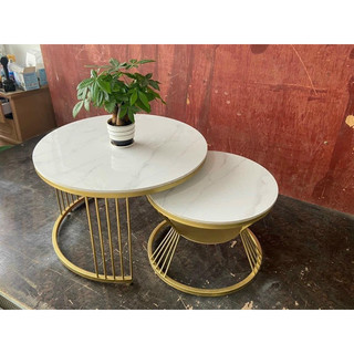 Bàn trà tròn đôi mặt đá ceramic chống ố- bàn trà sofa