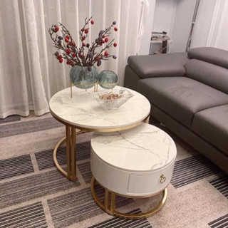  Bàn Trà sofa mặt đá Ceramic chống ố khung kim loại sơn tĩnh điện H2B01 đường kính 70 50 