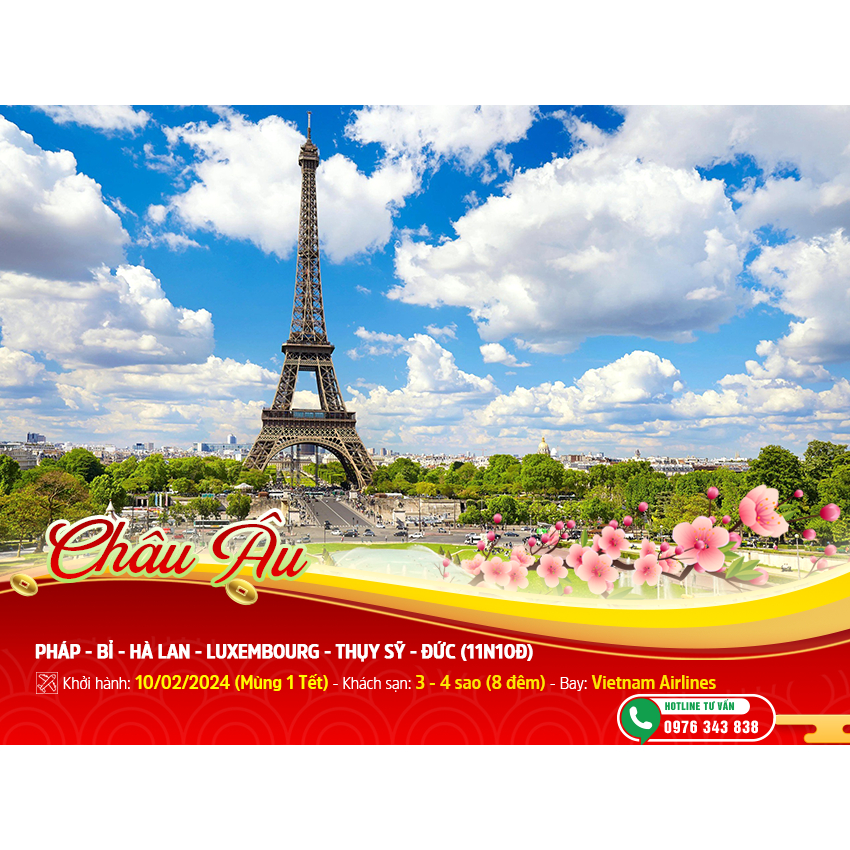 PHÁP | BỈ | HÀ LAN | LUXEMBOURG | THỤY SĨ | ĐỨC (11NĐ)