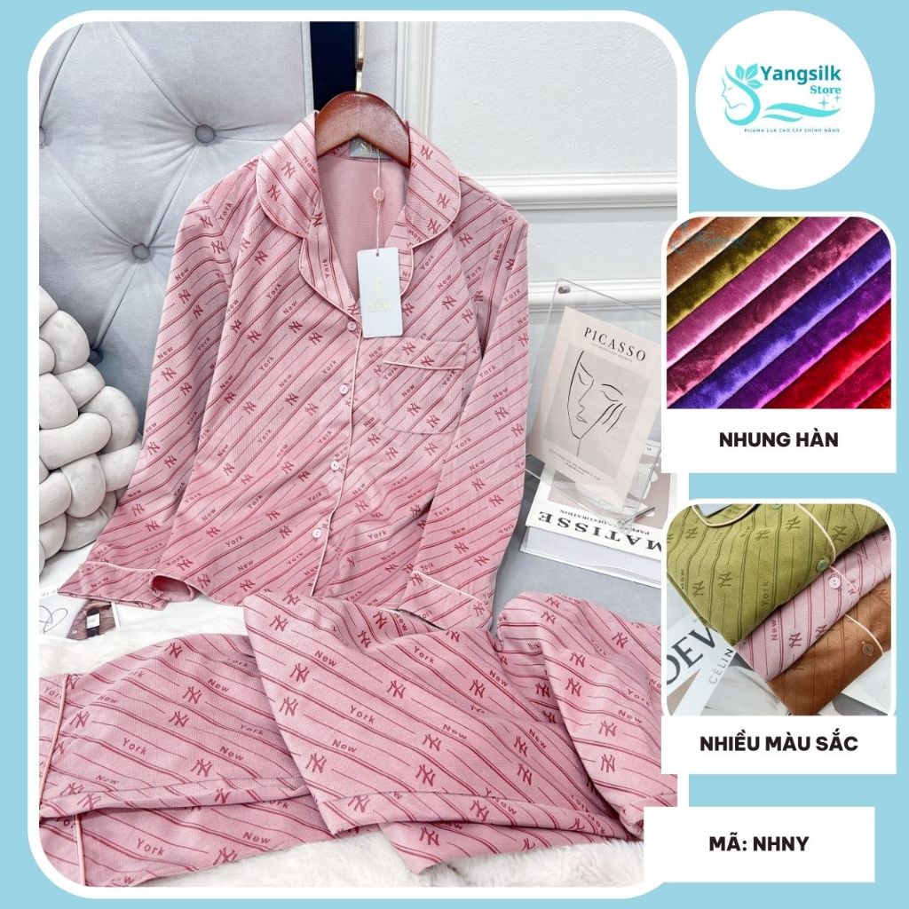 Pijama nhung tay dài Sam NHNY đồ bộ nhung tăm chất dày ấm mịn mượt chuẩn phom tôn dáng giặt máy không pai, không xù
