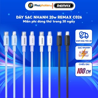 Remax C026 - Dây sạc 20w Type C to L SẠC 30p đầu 50% pin cho 14 pro max trở xuống - Phúc Phụ Kiện