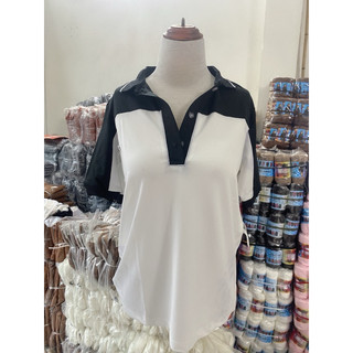 Áo thun cổ bẻ phối cổ đen cá tính