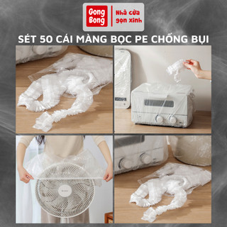 Màng bọc PE chống bụi bảo vệ đồ dùng sét 50 cái size 60x70cm túi phủ đa năng tiện lợi giúp bảo quản vật dụng gia đình