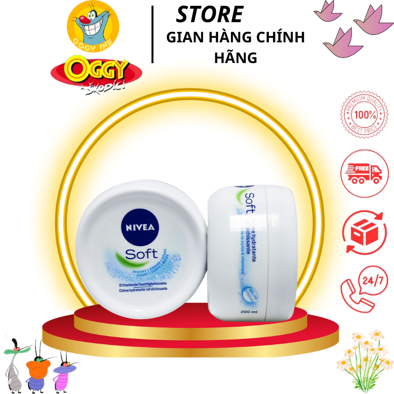 Kem dưỡng ẩm da NIVEA Soft cho cả da mặt và toàn thân dưỡng da mềm mịn 200ml