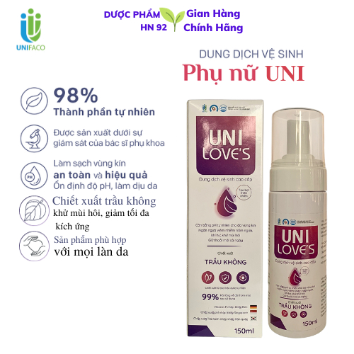 Dung Dịch Vệ Sinh Nữ Uni Love s, Dung dịch tạo bọt, làm dịu mát da