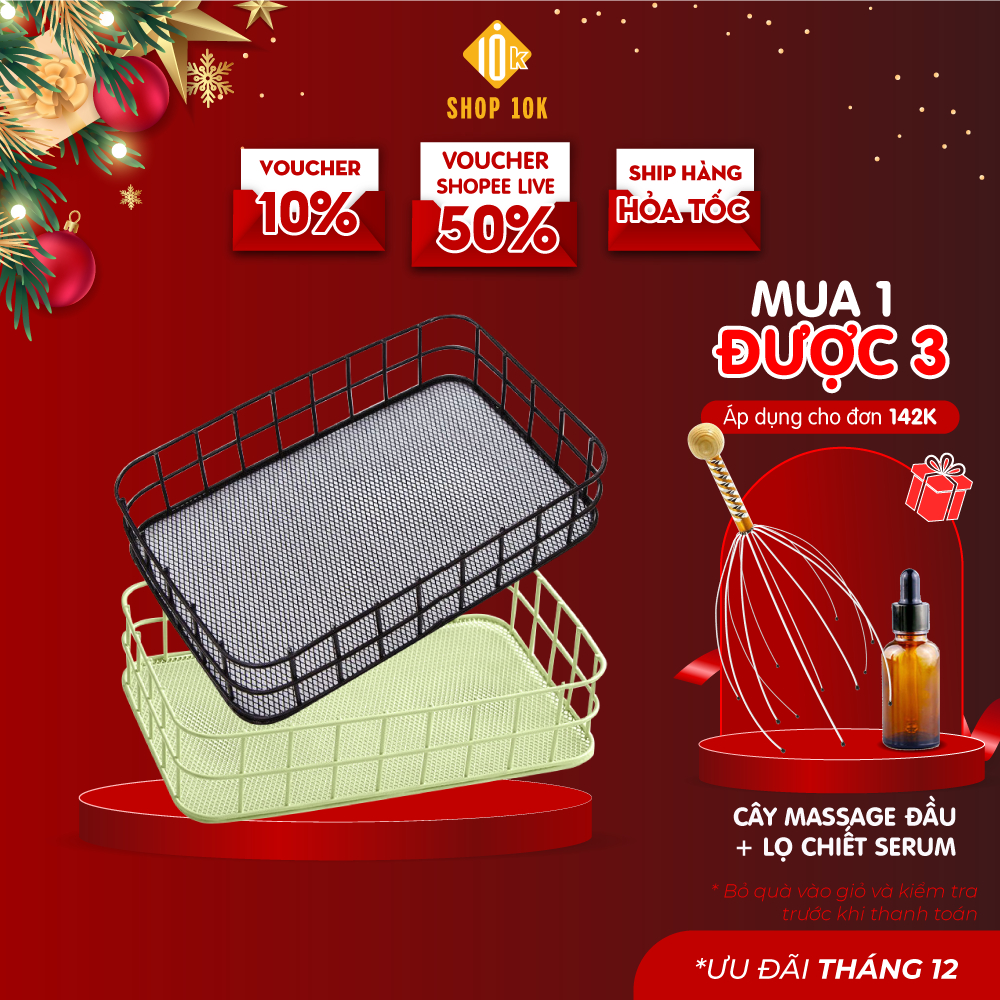 Giỏ sắt đựng đồ chữ nhật SHOP10K Giỏ sắt Decor trang trí nhiều màu SP004409