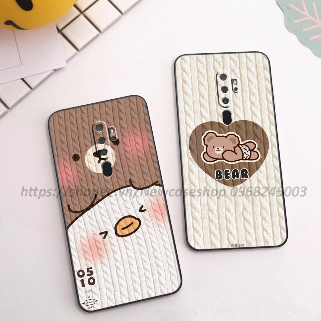 Ốp lưng Oppo A5 2020 / A9 2020 in hình họa tiết len Bear Cute