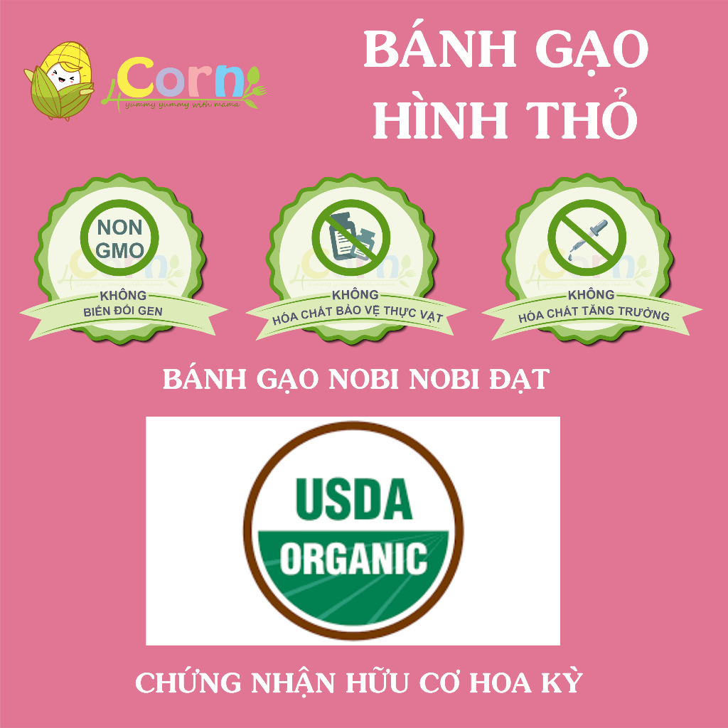 Bánh gạo hữu cơ hình thỏ Nobi Nobi - Cho bé 8m+