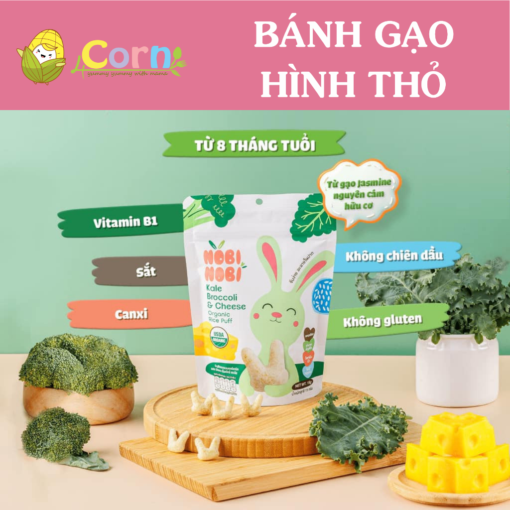 Bánh gạo hữu cơ hình thỏ Nobi Nobi - Cho bé 8m+