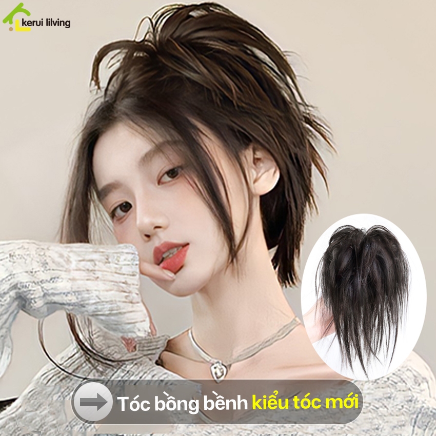 Búi tóc giả BUNA;Kẹp tóc giả tạo kiểu tóc đuôi gà cá tính; Tóc sợi tơ Hàn Quốc cao cấp như tóc thật