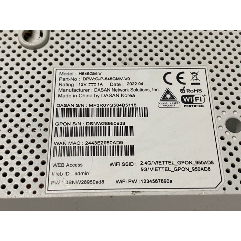 Modem quang Dasan H646GM-V 2 băng tần