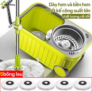 Bộ lau nhà NAGO xoay tay 360 độ,cây lau nhà inox,thùng lau nhà kèm lồng vắt,bộ lau nhà xoay 360 độ