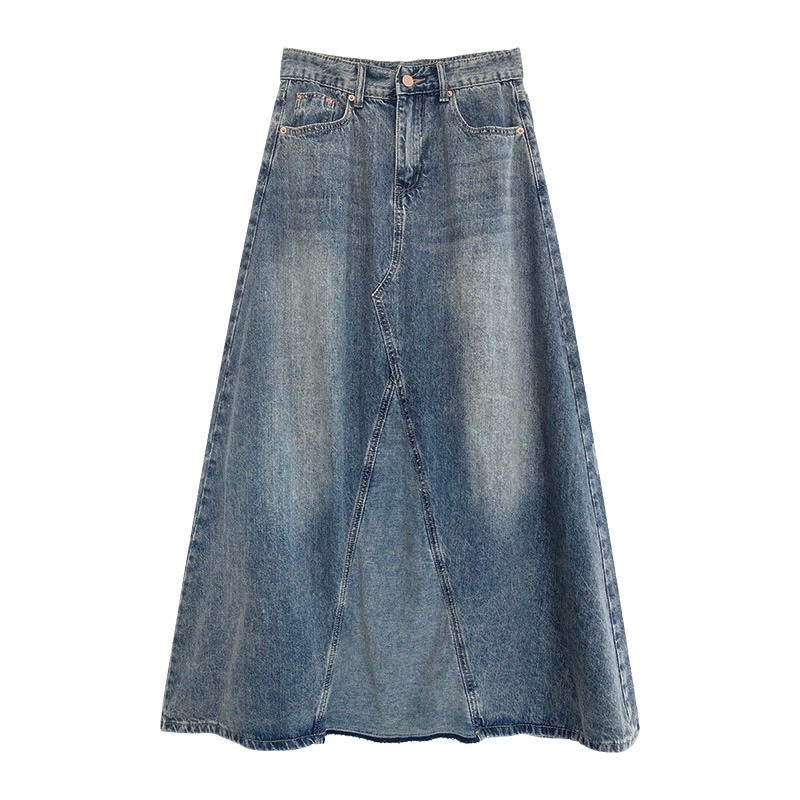 Váy denim dài mài xanh ZY