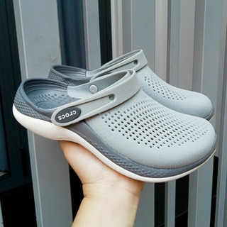  Dép Cross Literide 360 Dép Nam Nữ - FREESHIP + Hàng loại 1- giày sục sandal Crocs quai ngang bít đầu nam nữ,ghi lót ghi 