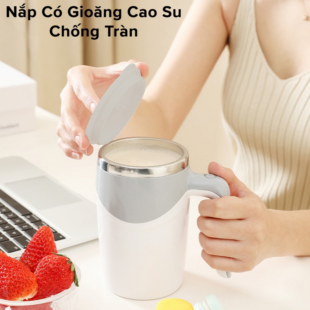 Cốc Tự Khuấy Tự Động 380ml Giữ Nhiệt Cốc Pha Cà Phê Sữa Hoa Quả Cốc Khuấy Điện Bằng Thép Không Gỉ Chính Hãng Amalife