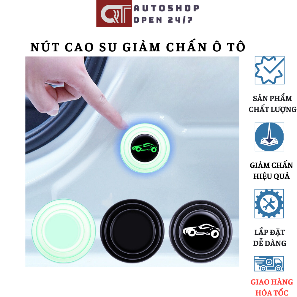Nút Cao Su Giảm Chấn Giảm Lực Đóng Cửa Ô Tô Phát Quang Ban Đêm Chống Sốc Bảo Vệ Cánh Cửa Xe Ô Tô QT Auto247