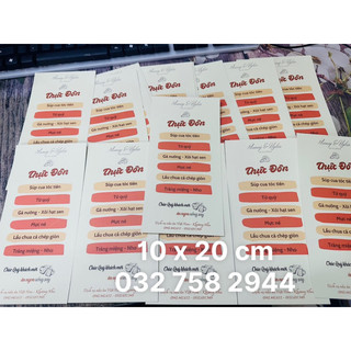 In menu tiệc cưới để bàn