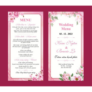 In menu tiệc cưới để bàn