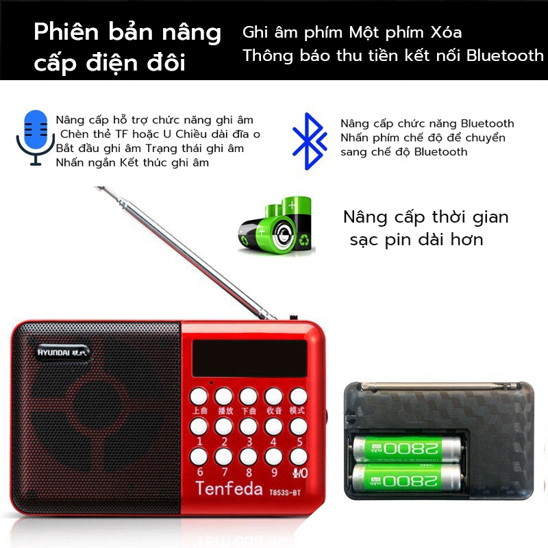 ĐÀI RADIO FM NGHE NHẠC QUA USB VÀ THẺ NHỚ-NGHE KINH PHẬT KK11 ÂM THANH TRUNG THỰC-Di Động Mini FM Radio-Đài