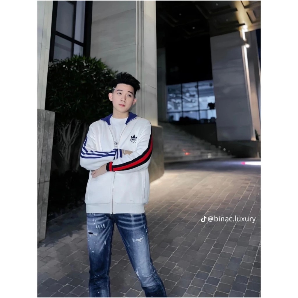 Áo Khoác Bomber Adidas Phối Gucci Logo Thêu Cực Đẹp - Áo Khoác Thể Thao Nam Nữ Adidas Phối Gucci Phong Cách Boy Phố