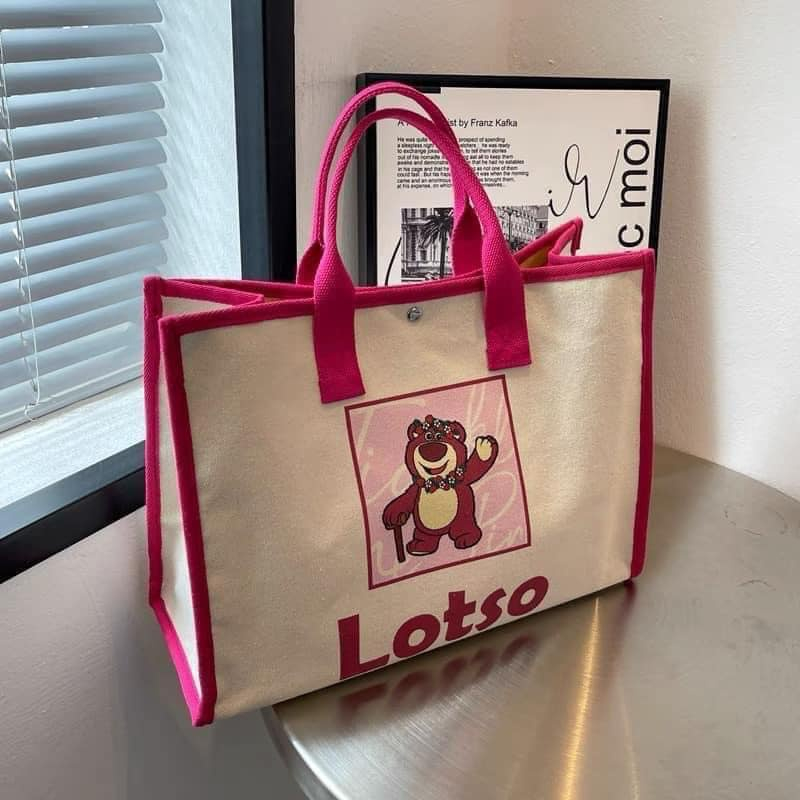 Túi xách nữ bản to gấu hồng Losto đeo chéo cầm tay hot trend 2022